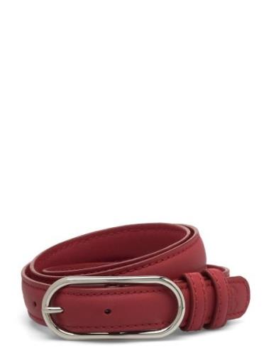 Glossy Nola Leather Belt Belte Red Becksöndergaard