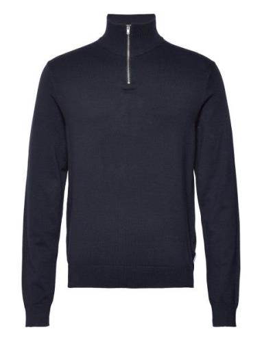 Ecovero Half Zip L/S Knit Tops Knitwear Half Zip Jumpers Navy Lindberg...