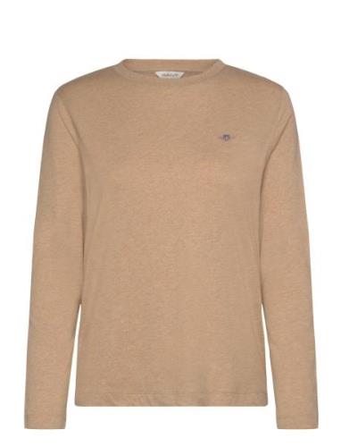 Reg Shield Ls T-Shirt Tops T-shirts & Tops Long-sleeved Beige GANT