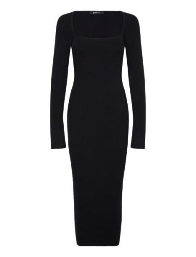 Knitted Midi Dress Knelang Kjole Black Gina Tricot