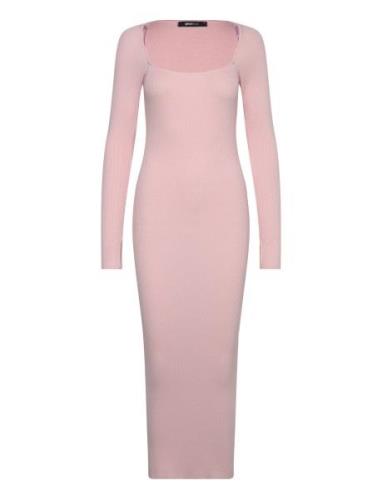 Knitted Midi Dress Knelang Kjole Pink Gina Tricot