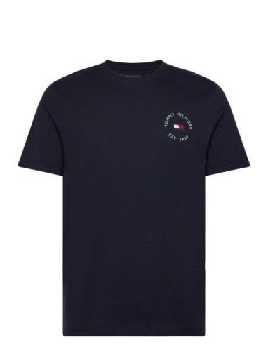 Roundle Logo Chest Tee Tops T-shirts Short-sleeved Navy Tommy Hilfiger