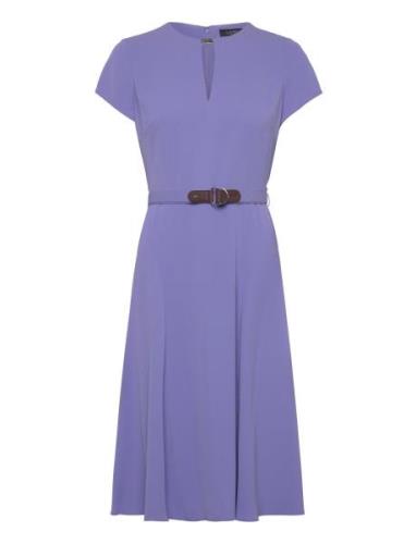 Belted Georgette Dress Knelang Kjole Purple Lauren Ralph Lauren