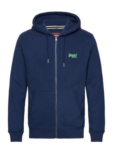 Essential Logo Zip Hoodie Tops Sweat-shirts & Hoodies Hoodies Navy Sup...