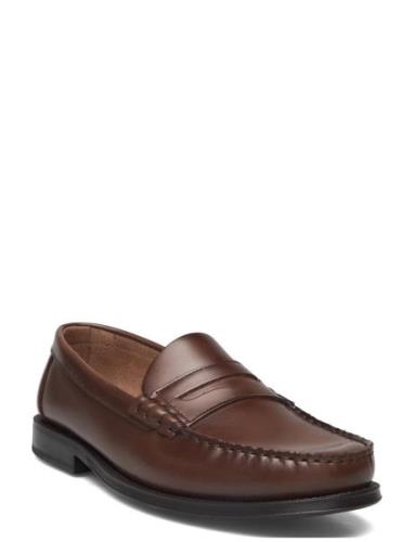 Aged-Leather Loafers Mokasiner Lave Sko Brown Mango