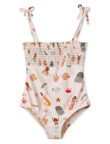 Larisa Printed Swimsuit Badedrakt Badetøy Cream Liewood