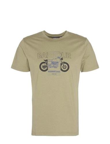 B.intl Calder Graphic T-Shirt Tops T-shirts Short-sleeved Khaki Green ...