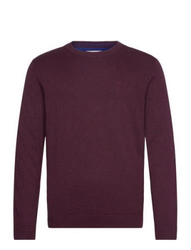 Basic Crewneck Knit Tops Knitwear Round Necks Burgundy Tom Tailor