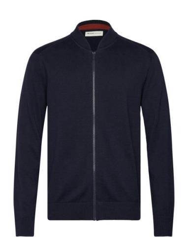 Knitted Bomber Jacket Bomberjakke Jakke Navy Tom Tailor