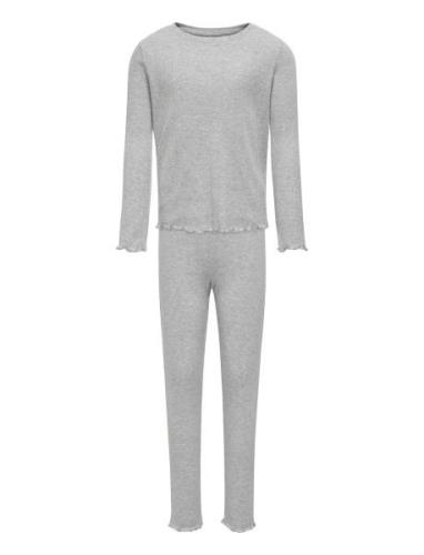 Kogmunte Loungewear L/S Pant Set Jrs Pyjamas Sett Grey Kids Only