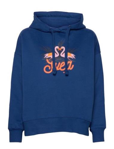 Flamingo Hood Tops Sweat-shirts & Hoodies Hoodies Blue Svea