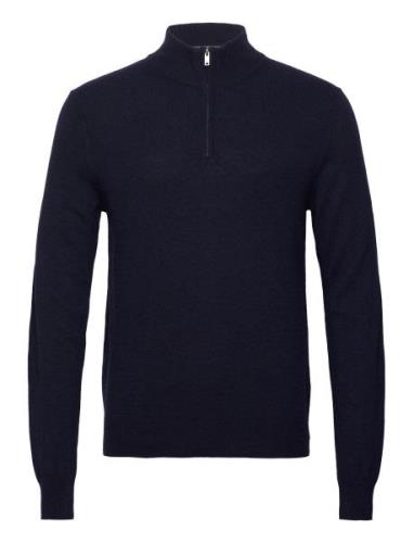 Merino Cash Mix Hzip Tops Knitwear Half Zip Jumpers Navy Hackett Londo...