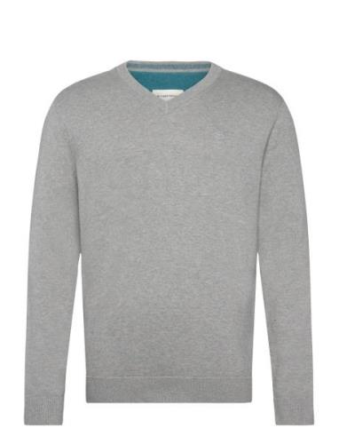 Basic V-Neck Knit Tops Knitwear V-necks Grey Tom Tailor