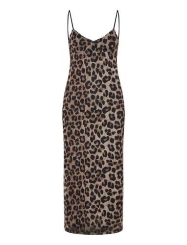 Leopard Midi Dress Knelang Kjole Brown Mango