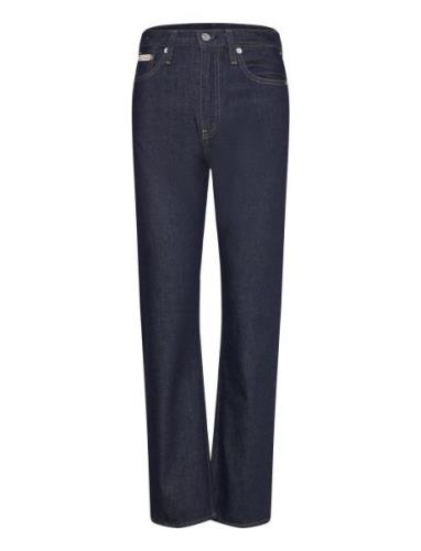 High Rise Straight Bottoms Jeans Straight-regular Navy Calvin Klein Je...