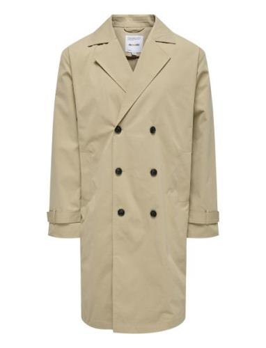 Onsjack Trenchcoat Otw Vd Trench Coat Kåpe Beige ONLY & SONS