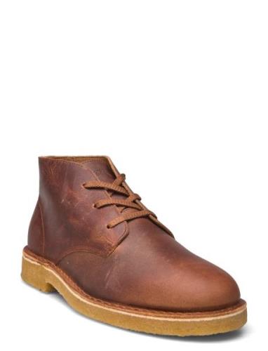 Slhricco Leather Chukka Boot Støvletter Med Snøring Brown Selected Hom...