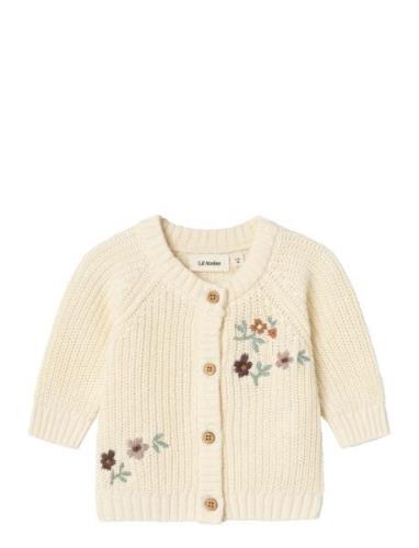 Nbfemlen Emb Ls Knit Card Lil Tops Knitwear Cardigans Cream Lil'Atelie...