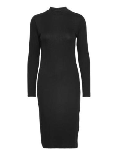 Krown Ls T-Neck Dress Knelang Kjole Black Modström