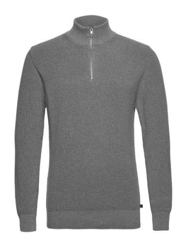 Mario Half Zip Tops Knitwear Half Zip Jumpers Grey Clean Cut Copenhage...