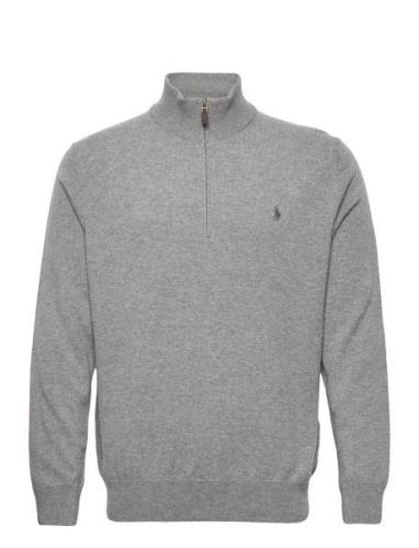 Wool Quarter-Zip Sweater Tops Knitwear Half Zip Jumpers Grey Polo Ralp...