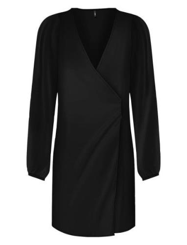 Onlalma Life Vis L/S Gina Dress Solid Kort Kjole Black ONLY