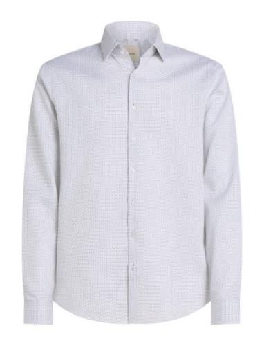 Ed Micro Dot Slim Shirt Tops Shirts Casual White Calvin Klein