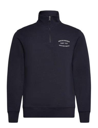 Small Graphic Sweat Half Zip Tops Knitwear Half Zip Jumpers Navy GANT