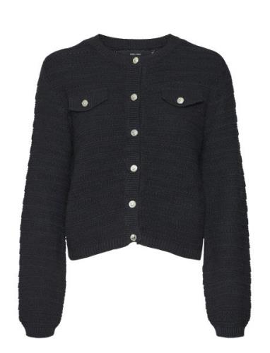 Vmvioletta Ls Button Cardigan Tops Knitwear Cardigans Black Vero Moda