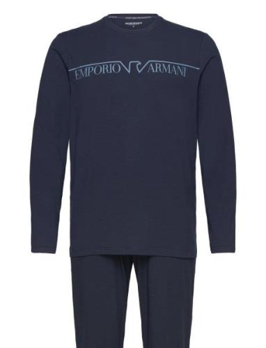 Men's Knit Long Pyjamas Pyjamas Navy Emporio Armani