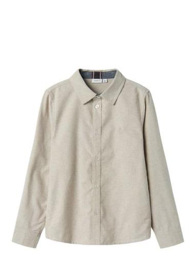 Nkmnewsa Ls Shirt Noos Tops Shirts Long-sleeved Shirts Beige Name It