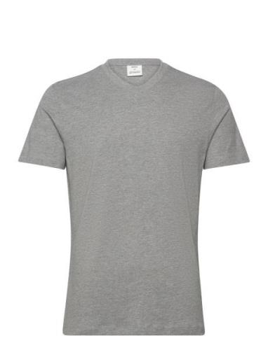 Slim-Fit Cotton V-Neck T-Shirt Tops T-shirts Short-sleeved Grey Mango