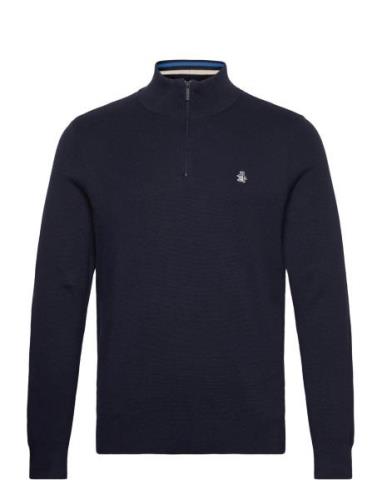 Cttn 1/4 Zip Tipped Tops Knitwear Half Zip Jumpers Navy Original Pengu...