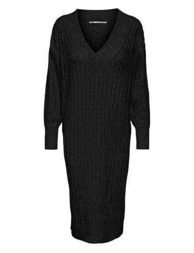 Olmnew Tessa L/S Midi V Dress Knt Knelang Kjole Black Only Maternity