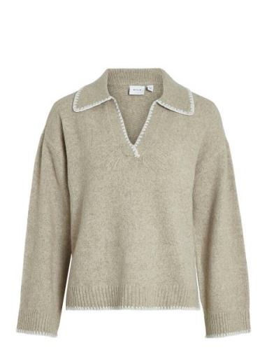 Viyazmin Detail Knit/Ka Tops Knitwear Jumpers Beige Vila