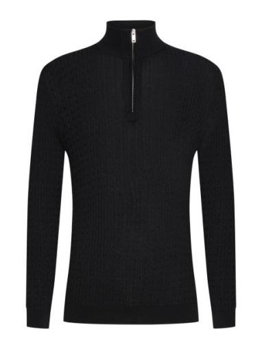 Mamason Sz Cabel Tops Knitwear Half Zip Jumpers Black Matinique