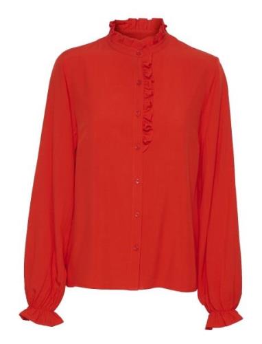 Crvenea Shirt Tops Shirts Long-sleeved Red Cream