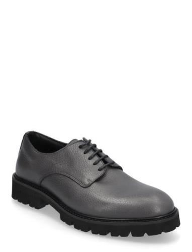 Lightweight Derby - Grained Leather Shoes Business Laced Shoes Grey S....