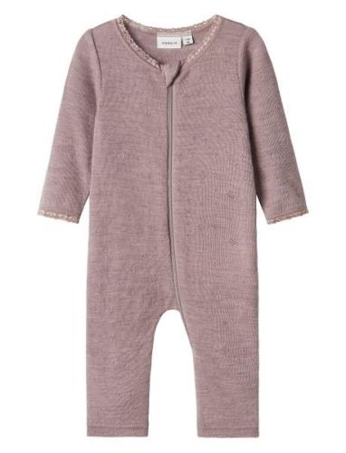 Nbfwang Wool Needle Nightsuit Solid Noos Langermet Bodysuit Purple Nam...