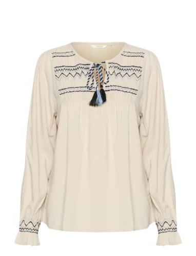 Crsmokia Blouse Tops Blouses Long-sleeved White Cream