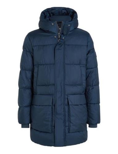 Long Hooded Quilt Puffer Mw Ullfrakk Frakk Navy Calvin Klein