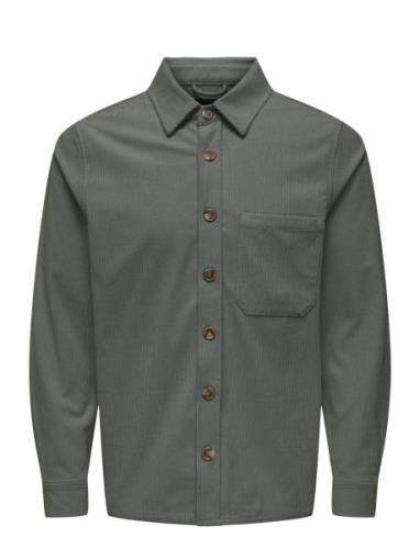 Onstile Corduroy 0111 Shirt Tops Shirts Casual Grey ONLY & SONS