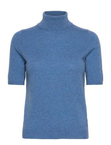 Turtleneck T-Shirt Tops Knitwear Turtleneck Blue Davida Cashmere