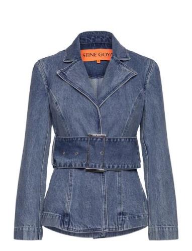 Belted Tailored Jacket , 2251 Denim Dongerijakke Denimjakke Blue STINE...