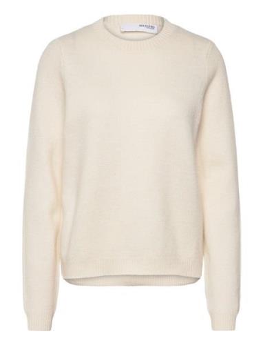 Slfana Ls Knit O-Neck Noos Tops Knitwear Jumpers Cream Selected Femme