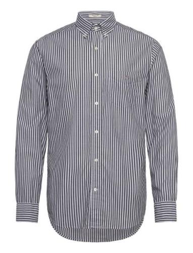 Reg Poplin Stripe Shirt Tops Shirts Casual Black GANT