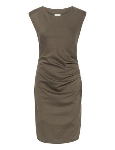 Kaindia Round-Neck Dress Kort Kjole Brown Kaffe