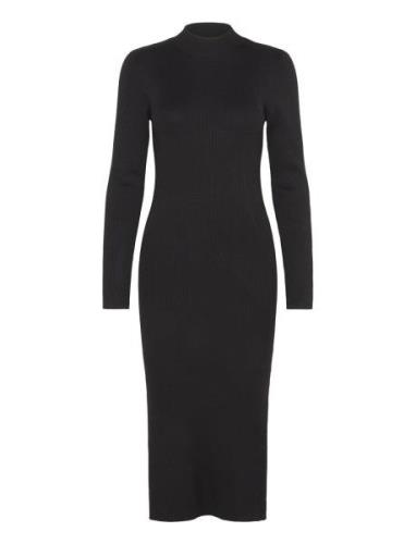 Vmlynzi Ls Calf Knit Dress Vma Noos Knelang Kjole Black Vero Moda