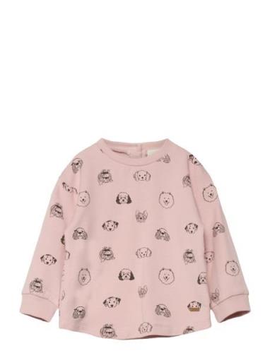 Sweatshirt Ls Aop Tops Sweat-shirts & Hoodies Sweat-shirts Pink Minymo