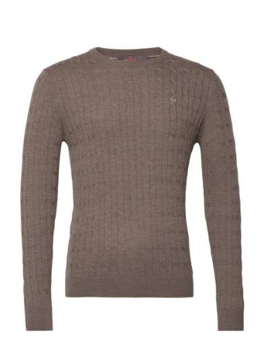 Merino Cable Ck Designers Knitwear Round Necks Beige Morris